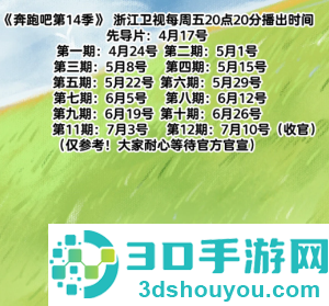 奔跑吧14季什么时候开播 奔跑吧14季嘉宾名单 奔跑吧14季什么时候开播 奔跑吧14季嘉宾名单