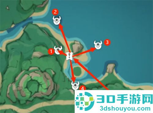 找到原神鹤观四个雷灵位置的方法